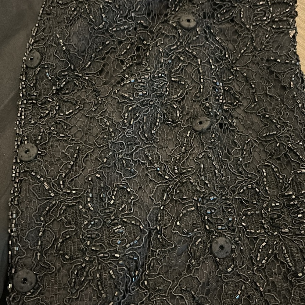 Carmen Marc Valvo for Henri Bendel gorgeous Black lace beaded evening jacket sz8 - Picture 11 of 16